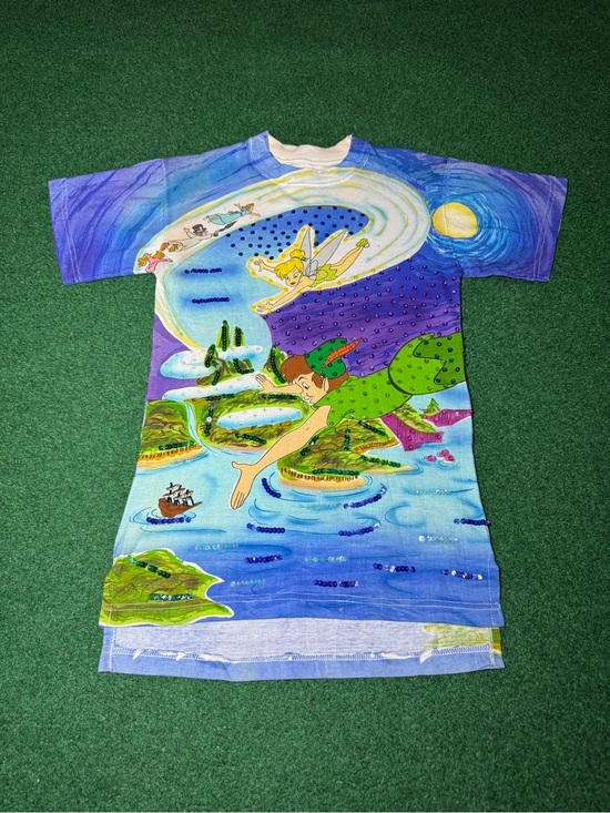 Disney Tops - Disney JouJou Shirt XS AOP Peter Pan Tinkerbell 90s Neverland RARE 90s Vintage